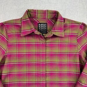 Burton Blitz Flannel Shirt DryRide Plaid Pink Green Snap Women S Pockets Shacket